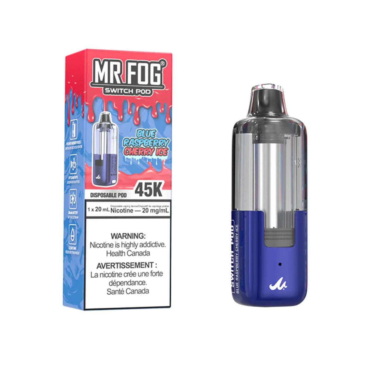 MR  FOG SWITCH POD BLUE RASPBERRY CHERRY ICE 45K