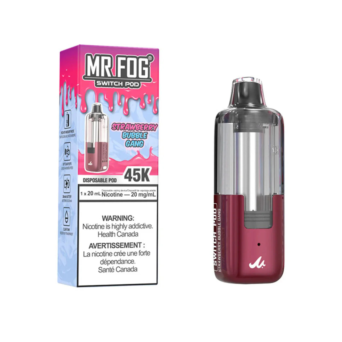 MR  FOG SWITCH POD STRAWBERRY BUBBLE GANG 45K