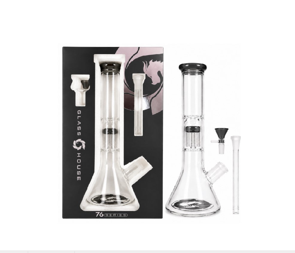 GLASS HOUSE FLATHEAD PERC BEAKER BLACK GH-76BLK 12"