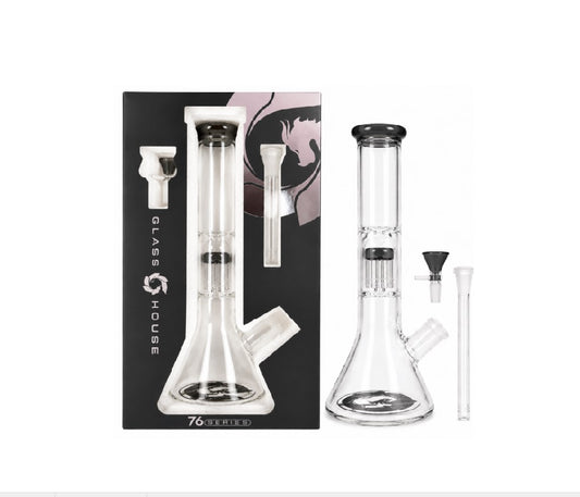 GLASS HOUSE FLATHEAD PERC BEAKER BLACK GH-76BLK 12"