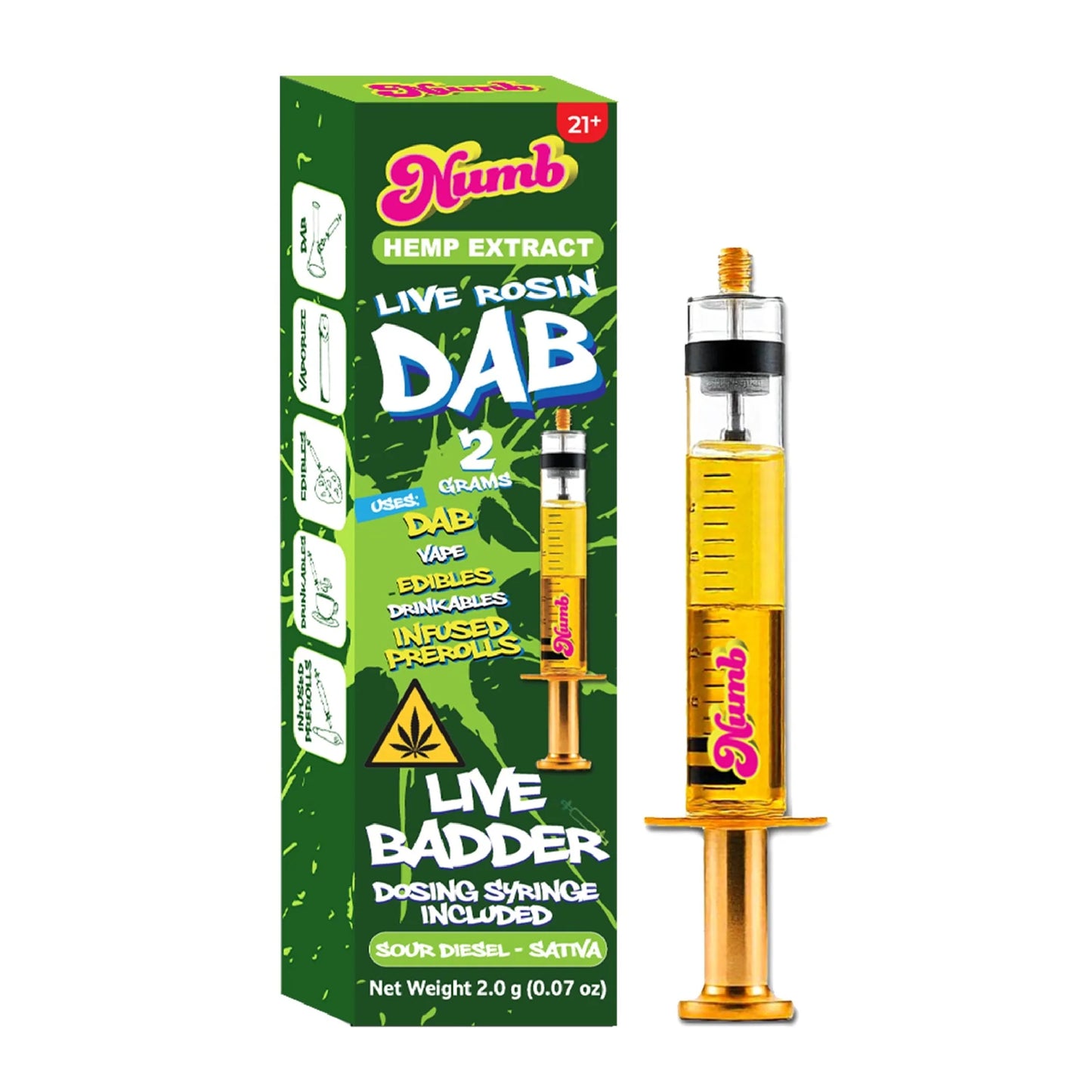 NUMB DAB THCA ROSIN SYRINGE SOUR DIESEL 2GM 2ML