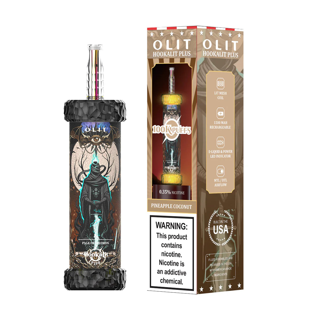 OLIT HOOKAH LIT PLUS PINEAPPLE COCONUT 100K