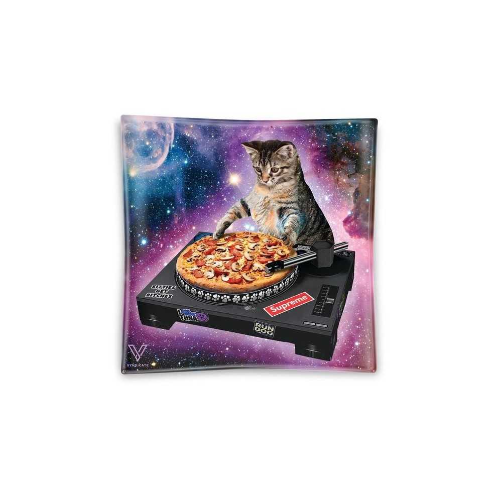 SYNICATE GLASS ASHTRAY PIZZA CAT DESIGN 1CT
