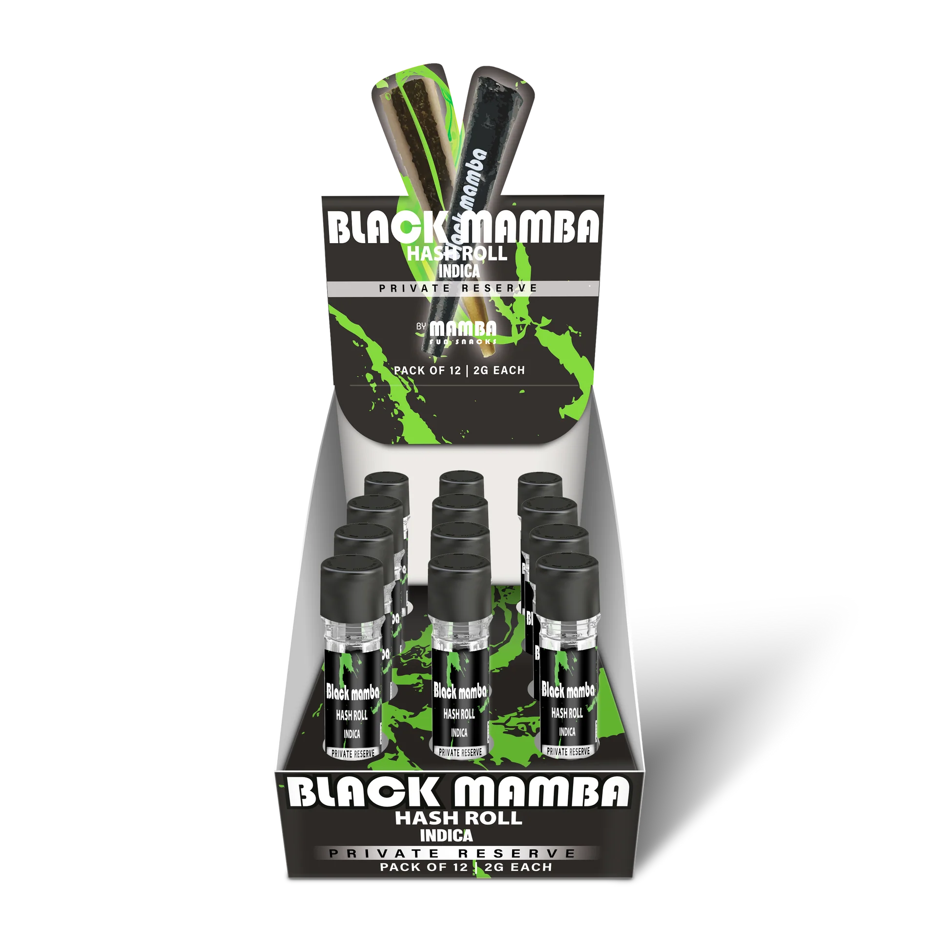 BLACK MAMBA HASH ROLL| PRIVATE RESERVE INDICA PROLL 2GM|0602581753902|PK OF 12