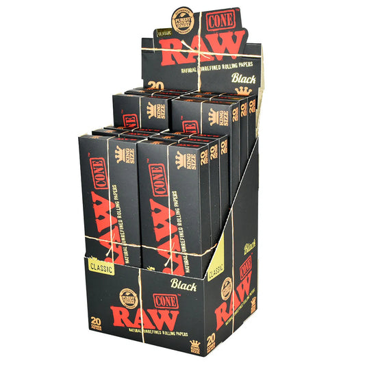 RAW BLACK CLASSIC KING SIZE PRE-ROLLED CONES 20PK 12CT