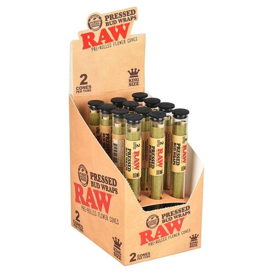 RAW CLASSIC KING SIZE PRESSED BUD WRAP CONES 11 4 12PK 3CT