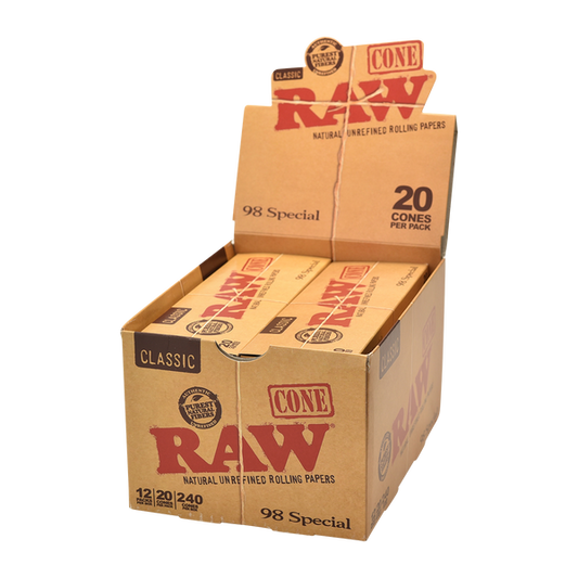 RAW CLASSIC 98 SPECIAL PRE ROLLED CONES 20PK 12CT BOX