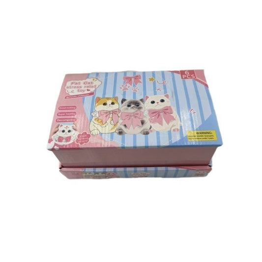 SQUISHY STRESS FAT CAT TOY 3COLORS 6CT