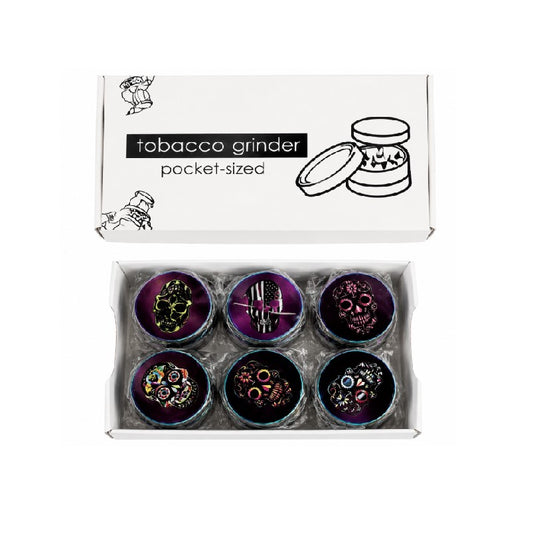RAINBOW COLOUR SKULL FACE GRINDER 12CT