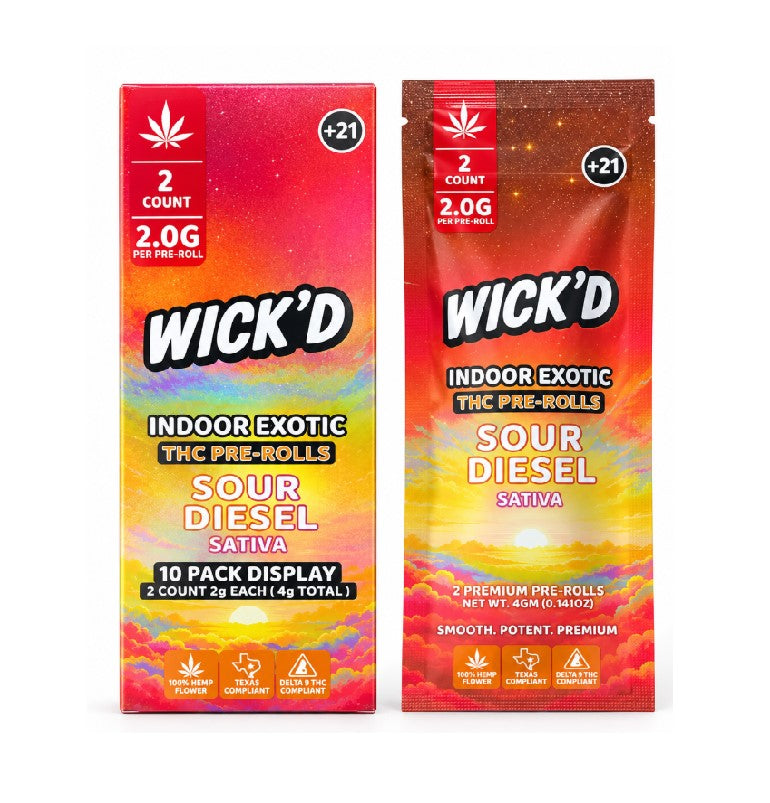 WICK'D EXOTIC THC PROLL SOUR DIESEL STVA 4GM 10CT