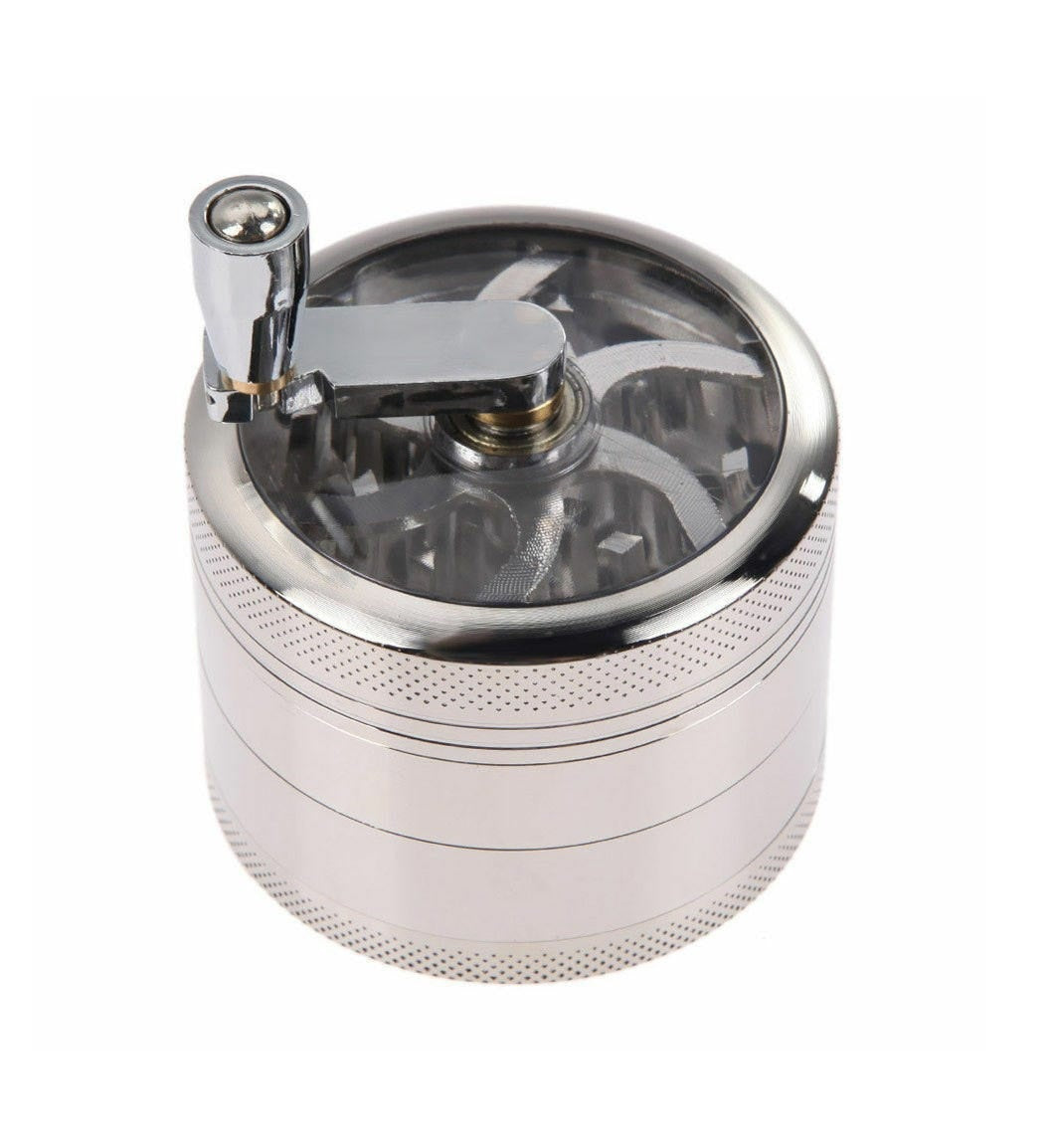 METAL TOBACCO GRINDER 4PTS W/HANDLE