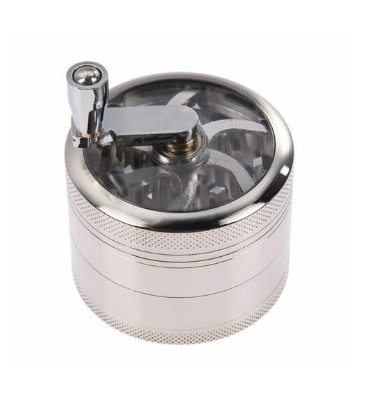 METAL TOBACCO GRINDER 4PTS W/HANDLE