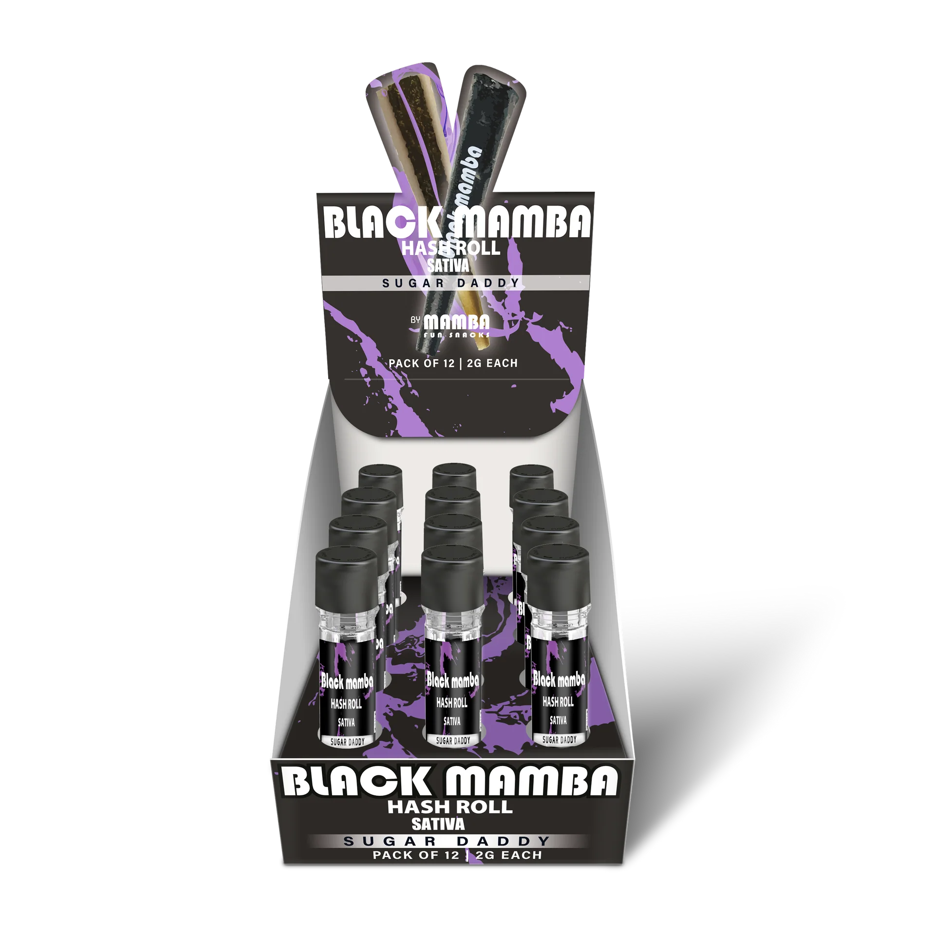 BLACK MAMBA HASH ROLL| SUGAR DADDY SATIVA PROLL 2GM|0602581753889|PK OF 12