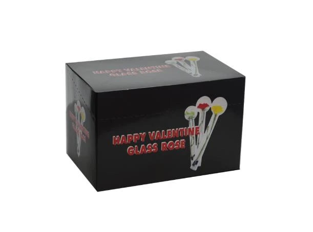 HAPPY VALENTINE GLASS ROSE BLACK 4"