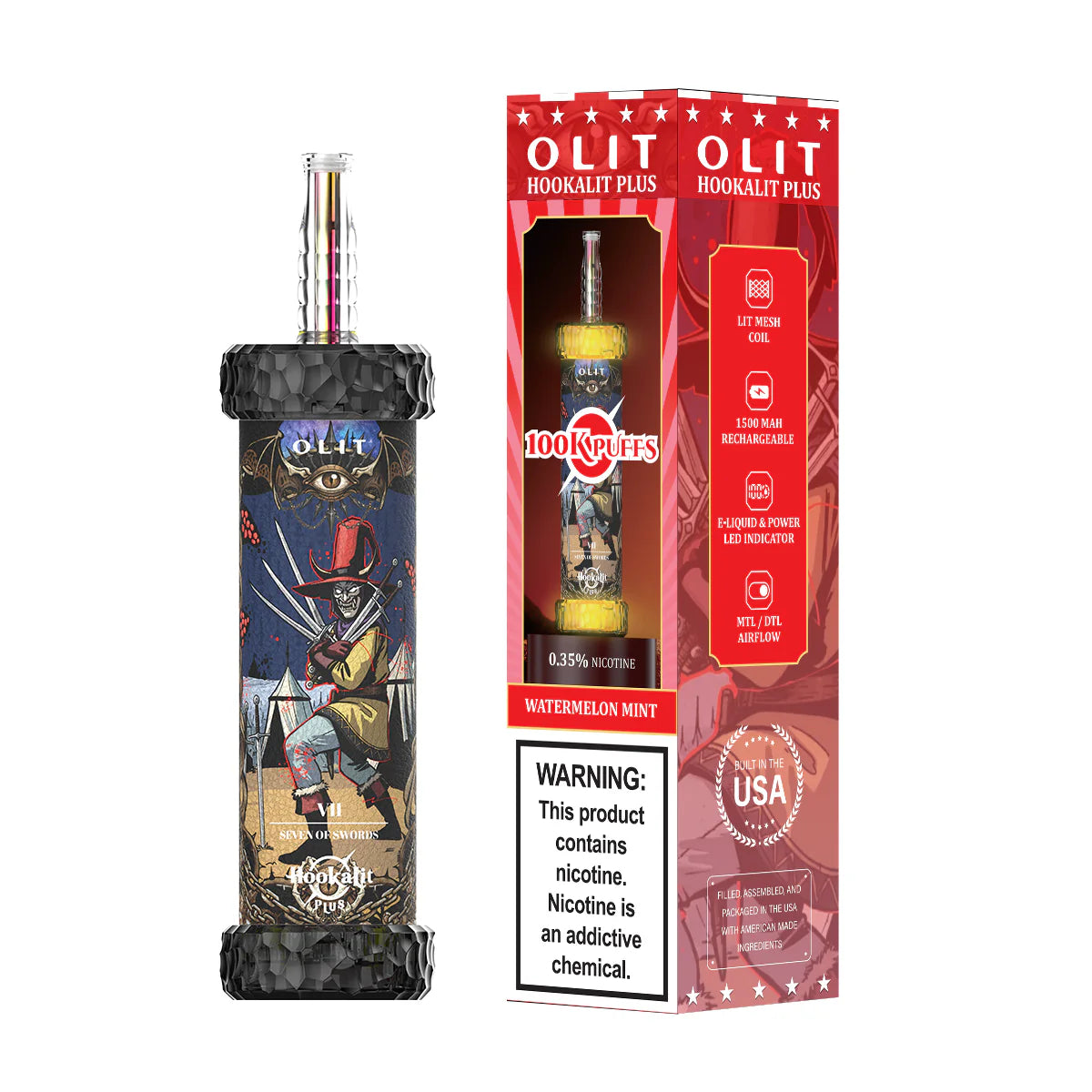 OLIT HOOKAH LIT PLUS WATERMELON MINT 100K