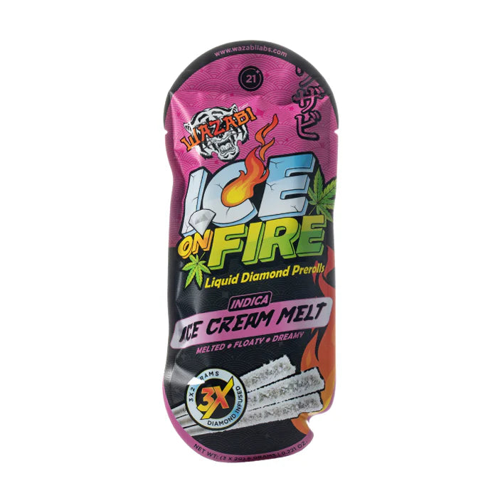 WAZABI EXOTICS THCA ICE ON FIRE PROLLS ICE CREAM MELT INDCA 2GM 3CT