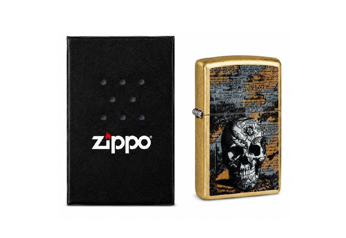 ZIPPO LIGHTER ZIPPO FLORAL SKULL DESIGN 46577