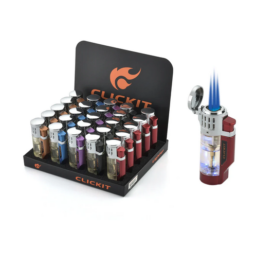TRANSPARENT WITH LED LIGHT TRIPLE TORCH 25CT